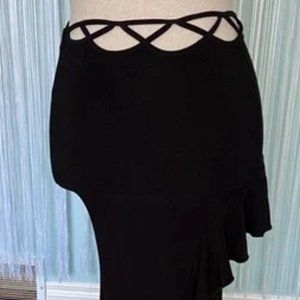 Black Ruffle Cut Out Maxi Skirt